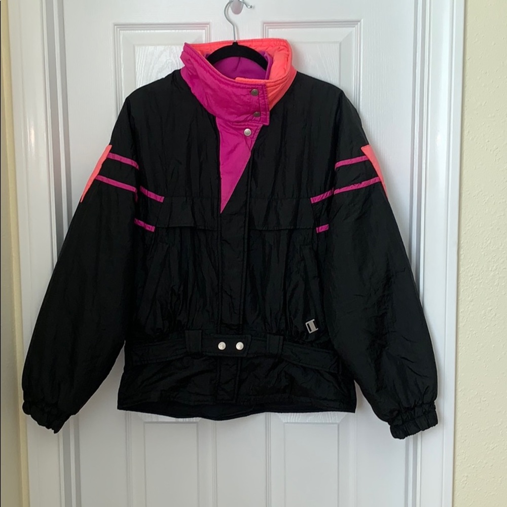 Vintage Inside Edge Ski Jacket Black Orange Pink L